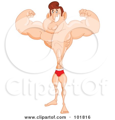 Royalty-Free (RF) Clipart Illustration of a Muscle Man With Huge Arms by yayayoyo