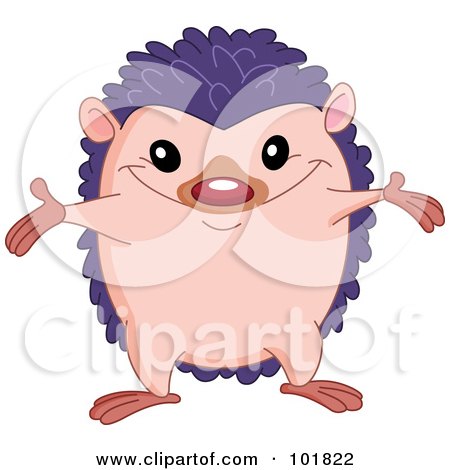 Royalty-Free (RF) Clipart Illustration of a Cute Hedgehog Holding His Arms Out by yayayoyo
