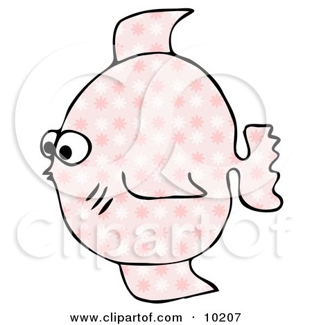 Pink and White Flower Patterned Fish Clipart Illustration by djart