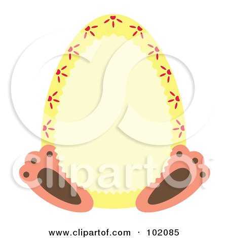 Royalty-Free (RF) Clipart Illustration of a Rabbit Behind A Yellow Easter Egg by Cherie Reve