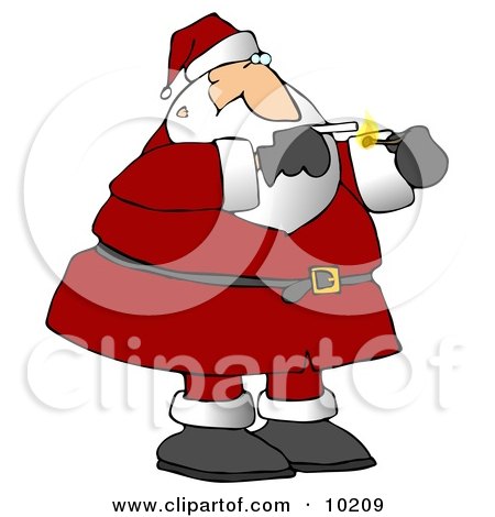 Santa Smoking a Cigarette on a Smoke Break Clipart Illustration by djart