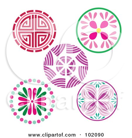 Royalty-Free (RF) Clipart Illustration of a Digital Collage Of Circle Patterns by Cherie Reve