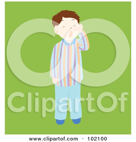 Royalty-Free (RF) Clipart Illustration of a Little Boy Standing And Yawning by Cherie Reve