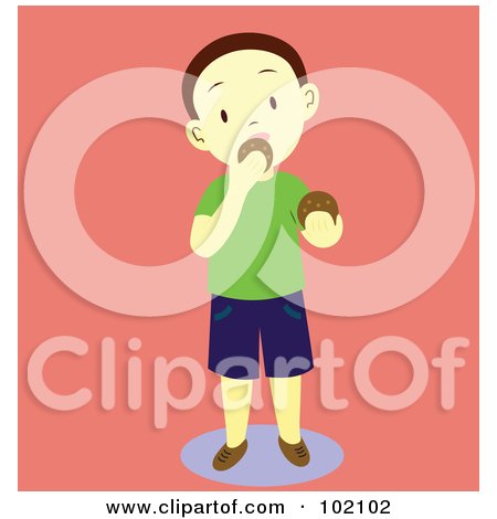 Royalty-Free (RF) Clipart Illustration of a Little Boy Standing And Eating Cookies by Cherie Reve