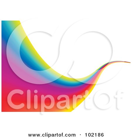 Royalty-Free (RF) Clipart Illustration of a Rainbow Swoosh Wave Background - 2 by MilsiArt