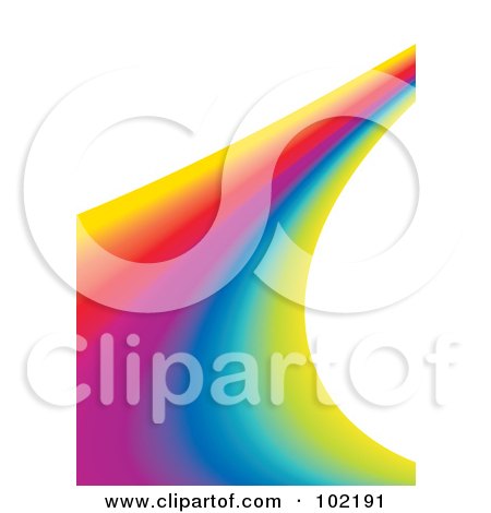 Royalty-Free (RF) Clipart Illustration of a Rainbow Swoosh Wave Background - 7 by MilsiArt