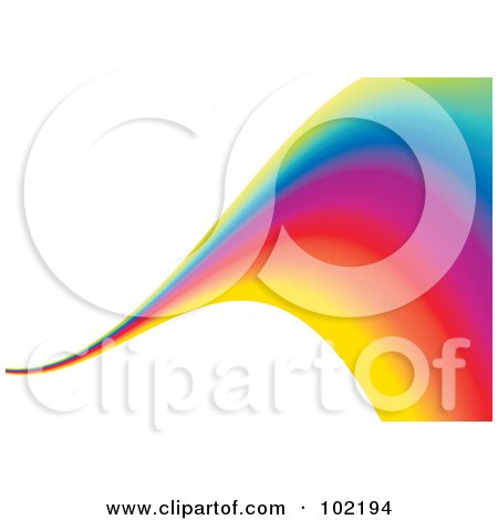Royalty-Free (RF) Clipart Illustration of a Rainbow Swoosh Wave Background - 10 by MilsiArt