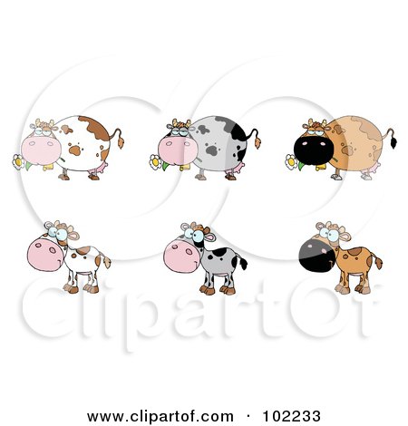 Royalty-Free (RF) Clipart Illustration of a Digital Collage Of Six Cows - 2 by Hit Toon