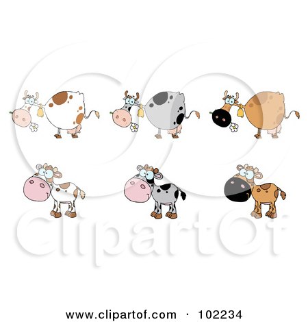Royalty-Free (RF) Clipart Illustration of a Digital Collage Of Six Cows - 1 by Hit Toon