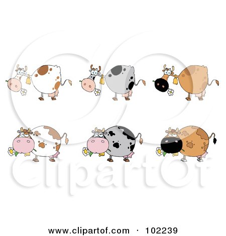 Royalty-Free (RF) Clipart Illustration of a Digital Collage Of Six Cows - 3 by Hit Toon