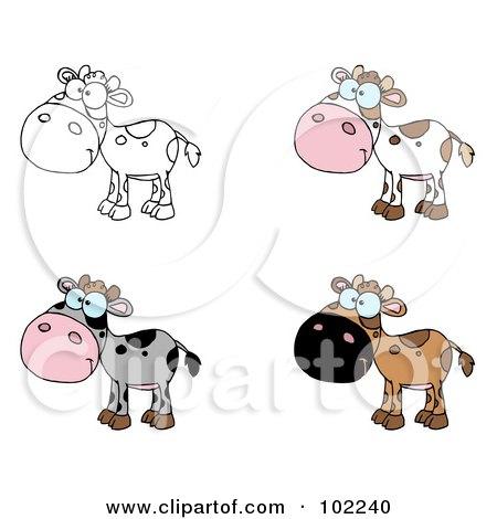 Royalty-Free (RF) Clipart Illustration of a Digital Collage Of Six Baby Cows by Hit Toon