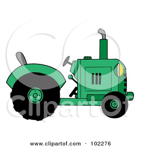 Royalty-Free (RF) Clipart Illustration of a Green Farm Tractor by Hit Toon