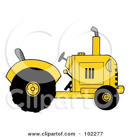 Royalty-Free (RF) Clipart Illustration of a Yellow Farm Tractor by Hit Toon