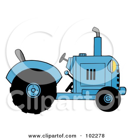 Royalty-Free (RF) Clipart Illustration of a Blue Farm Tractor by Hit Toon