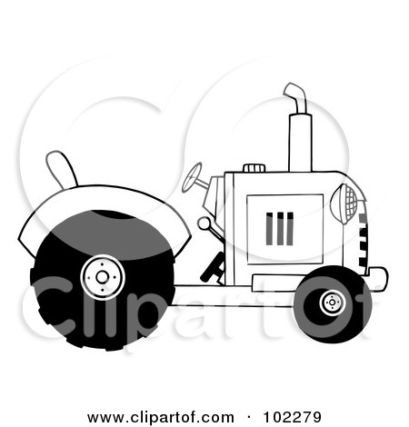 Royalty-Free (RF) Clipart Illustration of a Black And White Farm Tractor by Hit Toon