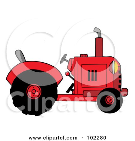 Royalty-Free (RF) Clipart Illustration of a Red Farm Tractor by Hit Toon