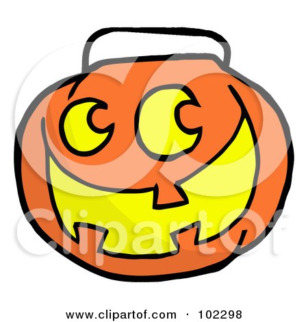 Royalty-Free (RF) Clipart Illustration of a Happy Jack O Lantern Pumpkin by Hit Toon