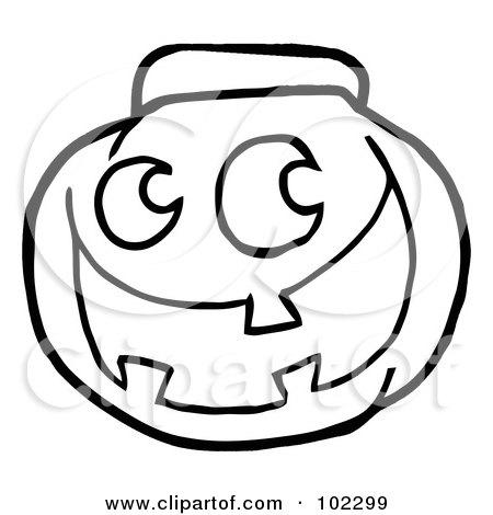 Royalty-Free (RF) Clipart Illustration of an Outlined Happy Jack O Lantern Pumpkin by Hit Toon