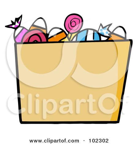 Royalty-Free (RF) Clipart Illustration of a Trick Or Treat Bucket Of Candy by Hit Toon