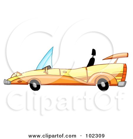Royalty-Free (RF) Clipart Illustration of a Unique Yellow Convertible Car by Hit Toon