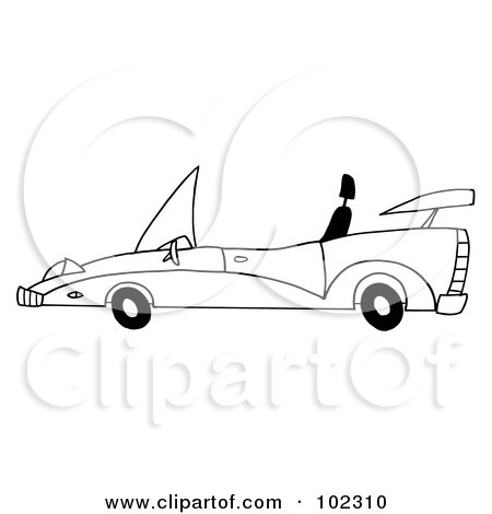 Royalty-Free (RF) Clipart Illustration of an Outlined Unique Convertible Car by Hit Toon