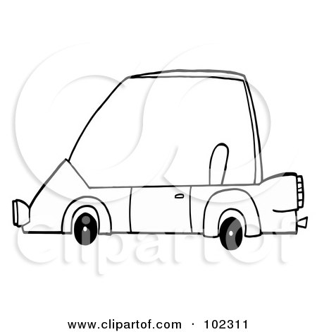 Royalty-Free (RF) Clipart Illustration of an Outlined Unique Compact Car by Hit Toon