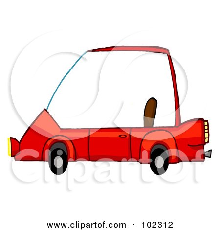 Royalty-Free (RF) Clipart Illustration of a Unique Red Compact Car by Hit Toon