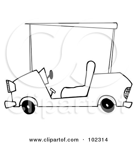 Royalty-Free (RF) Clipart Illustration of an Outlined Golf Cart by Hit Toon