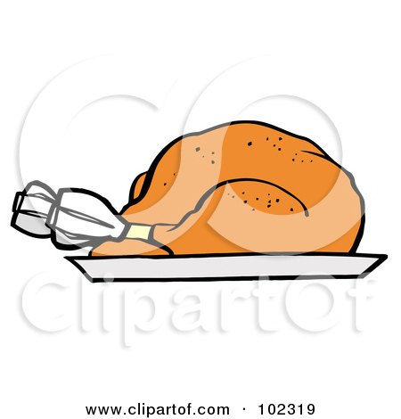 Royalty-Free (RF) Clipart Illustration of a Roasted Turkey On A Tray by Hit Toon