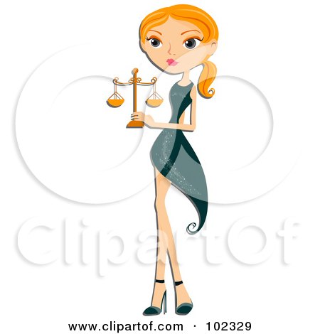 Royalty-Free (RF) Clipart Illustration of a Beautiful Libra Zodiac Woman Carrying Scales by BNP Design Studio