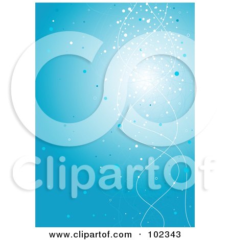 Royalty-Free (RF) Clipart Illustration of a Blue Background With Sparkles And White Squiggles by Pushkin