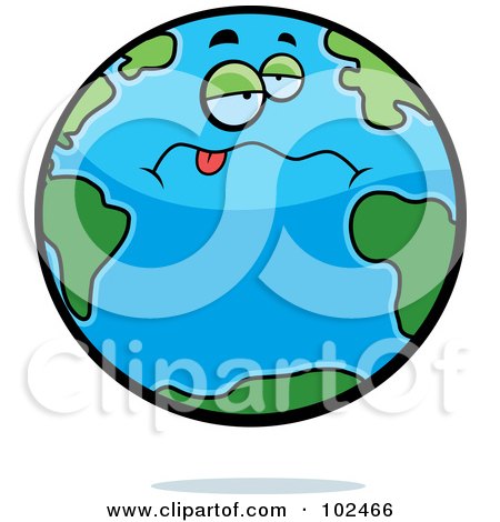 Royalty-Free (RF) Clipart Illustration of a Drunk Earth Hanging Its Tongue Out by Cory Thoman