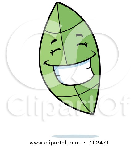 Royalty-Free (RF) Clipart Illustration of a Smiling Happy Leaf by Cory Thoman