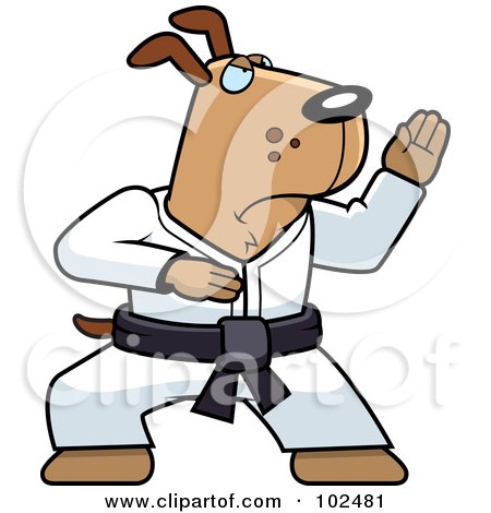 Royalty-Free (RF) Clipart Illustration of a Black Belt Karate Dog by Cory Thoman