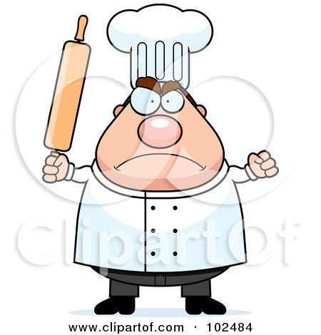 Royalty-Free (RF) Clipart Illustration of a Mad Culinary Chef Holding A Rolling Pin by Cory Thoman