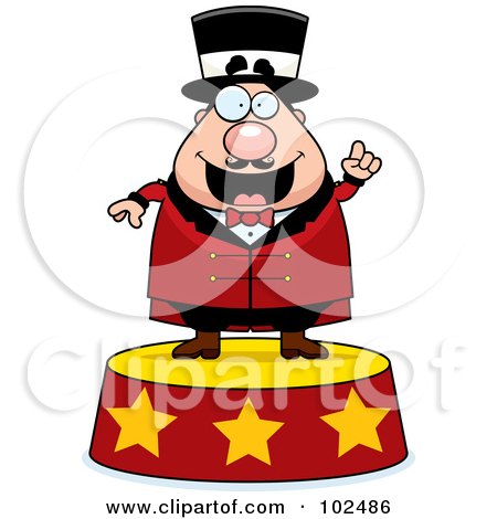 Royalty-Free (RF) Clipart Illustration of a Chubby Circus Man On A Pedestal by Cory Thoman