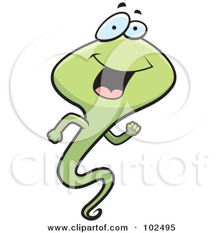 Royalty-Free (RF) Clipart Illustration of a Happy Green Tadpole by Cory Thoman