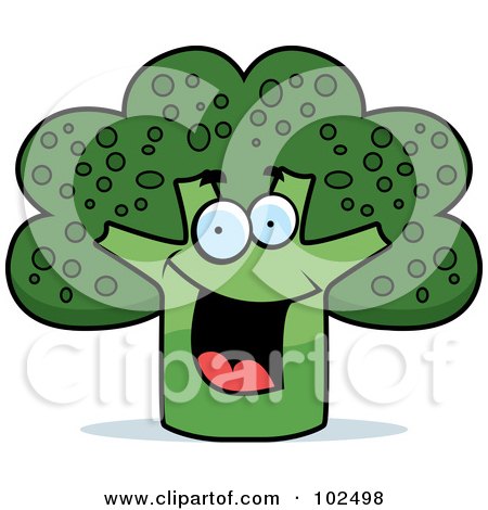 Royalty-Free (RF) Clipart Illustration of a Happy Smiling Broccoli by Cory Thoman