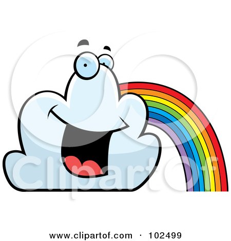 Royalty-Free (RF) Clipart Illustration of a Happy Smiling Cloud And Rainbow by Cory Thoman