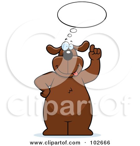 Royalty-Free (RF) Clipart Illustration of a Thinking Dog Holding Up A Finger by Cory Thoman