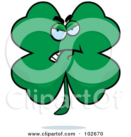 Royalty-Free (RF) Clipart Illustration of an Angry Four Leaf Clover by Cory Thoman