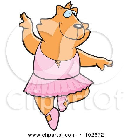 Royalty-Free (RF) Clipart Illustration of a Dancing Ballerina Cat by Cory Thoman