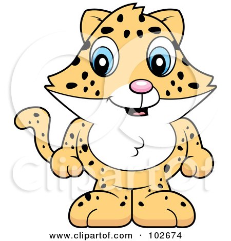 Royalty-Free (RF) Clipart Illustration of a Baby Jaguar, Leopard Or Cheetah Standing by Cory Thoman