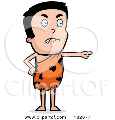 Royalty-Free (RF) Clipart Illustration of a Mad Pointing Caveman by Cory Thoman