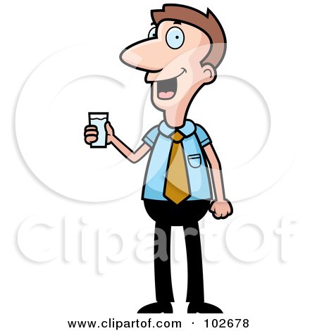Royalty-Free (RF) Clipart Illustration of a White Businessman Holding A Glass Of Water by Cory Thoman
