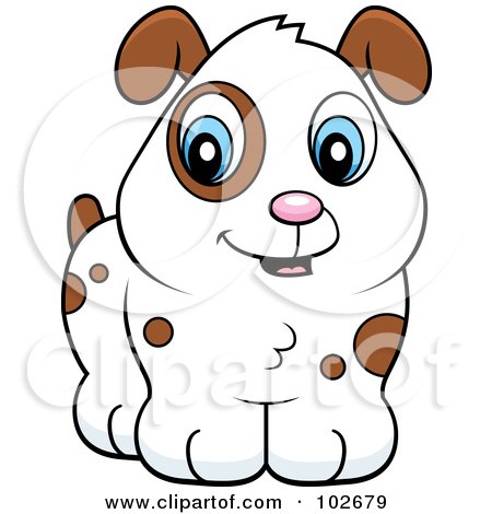 Royalty-Free (RF) Clipart Illustration of a Cute White Puppy Dog With Brown Spots by Cory Thoman