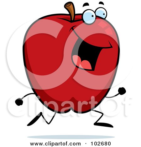 Royalty-Free (RF) Clipart Illustration of a Happy Running Apple by Cory Thoman