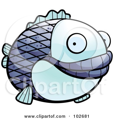 Royalty-Free (RF) Clipart Illustration of a Happy Fat Blue Fish by Cory Thoman