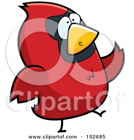 Royalty-Free (RF) Clipart Illustration of a Red Bird Walking by Cory Thoman