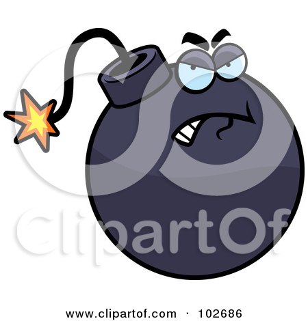 Royalty-Free (RF) Clipart Illustration of an Angry Explosive Bomb by Cory Thoman